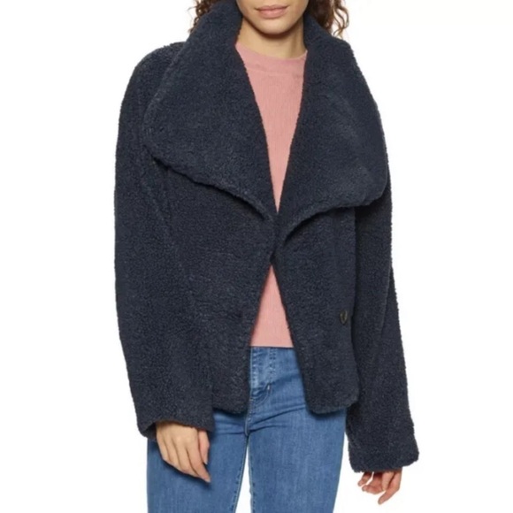 Free People Izzy Wrap Blue Teddy Button Jacket XSmall NWT - Picture 6 of 12